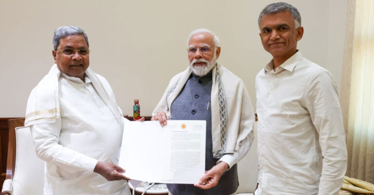 ಪ್ರಧಾನಿ ಮೋದಿ ಭೇಟಿಯಾದ ಸಿಎಂ ಸಿದ್ದರಾಮಯ್ಯ