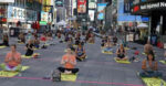 Yoga Enthusiasts Gather At New York's Iconic Times Square