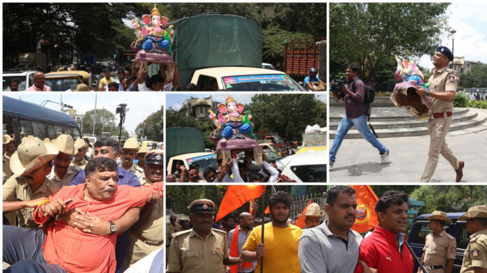 Hindu organizations hold protest with Ganesha idol