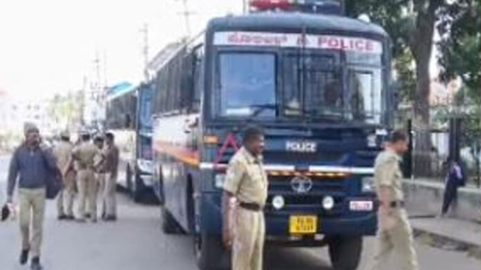 Tight police presence in Nagamangala on the occasion of Eid Milad