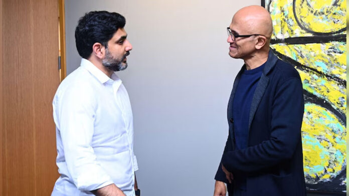 Nara Lokesh meets Microsoft CEO