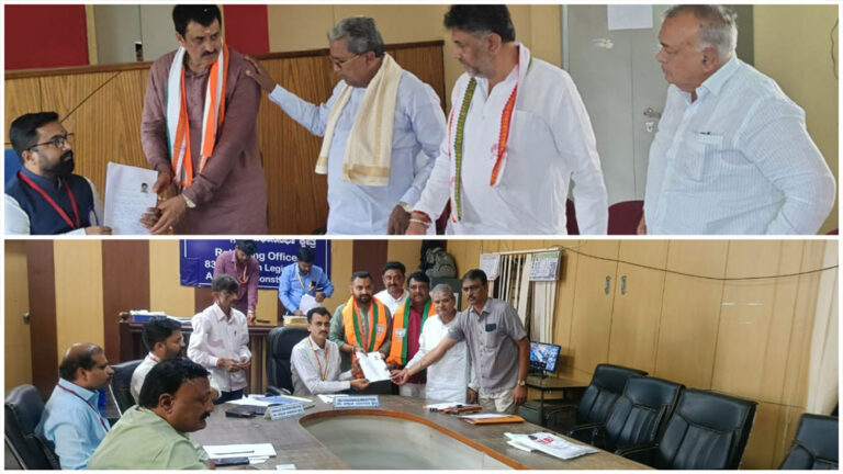 3 ವಿಧಾನಸಭೆ ಕ್ಷೇತ್ರಗಳ ಉಪಚುನಾವಣೆ : ಭರತ್‌ ಬೊಮ್ಮಾಯಿ, ಯೋಗೇಶ್ವರ್‌ ನಾಮಪತ್ರ ಸಲ್ಲಿಕೆ
