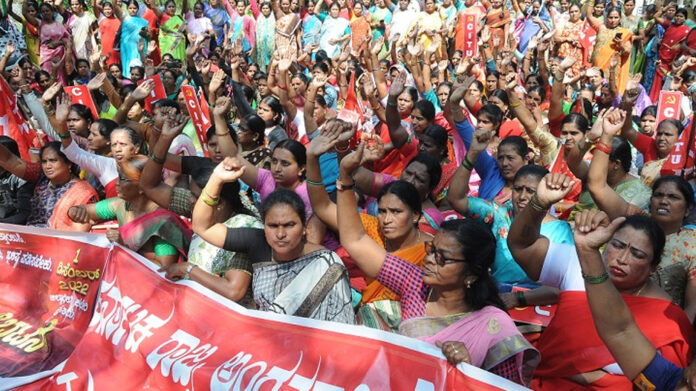 Anganwadi workers protest