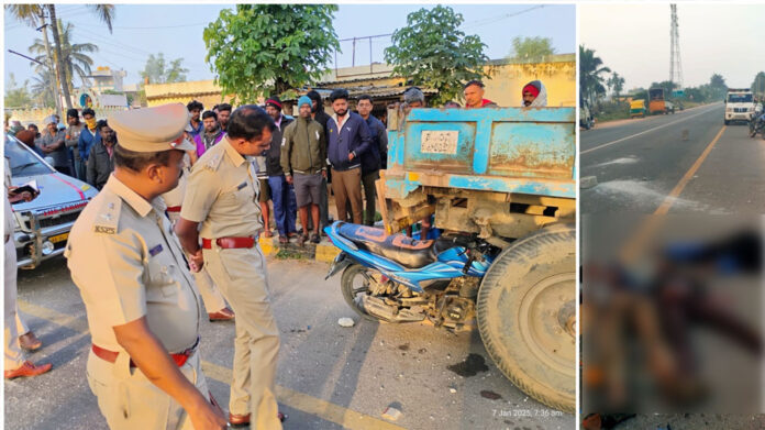 Tumkur: Three killed in tractor-bike collision