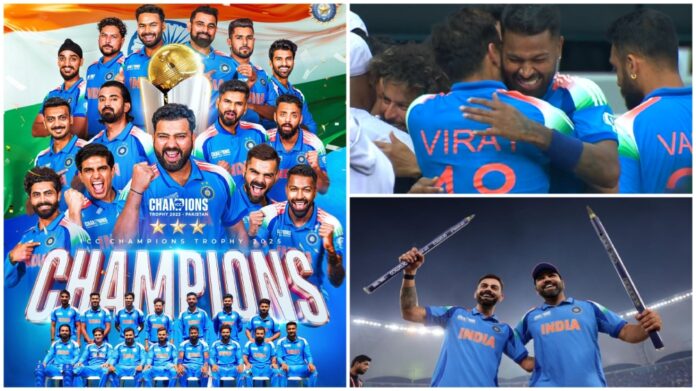 India win Champions Trophy 2025: Team India by 4 wickets