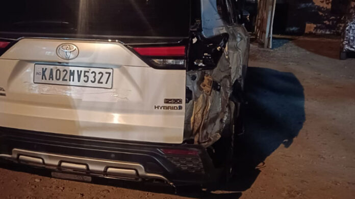 Lorry hits vehicle behind B.Y.V.'s car