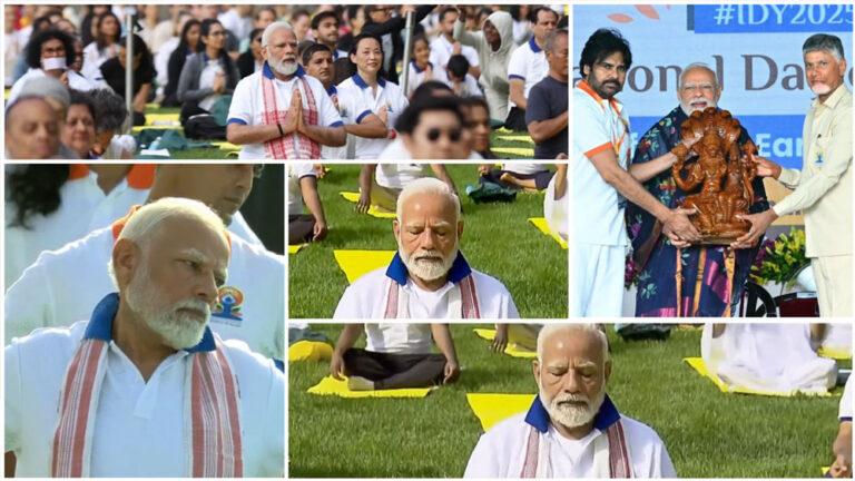ವಿಶಾಖಪಟ್ಟಣಂನಲ್ಲಿ ಪ್ರಧಾನಿ ಮೋದಿ ಯೋಗಾಭ್ಯಾಸ