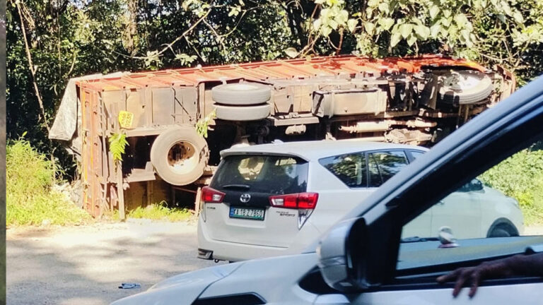 ಚಾರ್ಮಾಡಿ ಘಾಟ್‌ನಲ್ಲಿ ಲಾರಿ ಪಲ್ಟಿ, ಪ್ರಾಣಾಪಾಯದಿಂದ ಪಾರಾದ ಚಾಲಕ