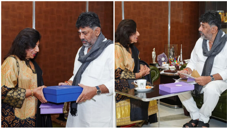 ಡಿಸಿಎಂ ಡಿಕೆಶಿ ಭೇಟಿ ಮಾಡಿದ ಉದ್ಯಮಿ ಕಿರಣ್‌ ಮಜುಂದಾರ್‌ ಷಾ