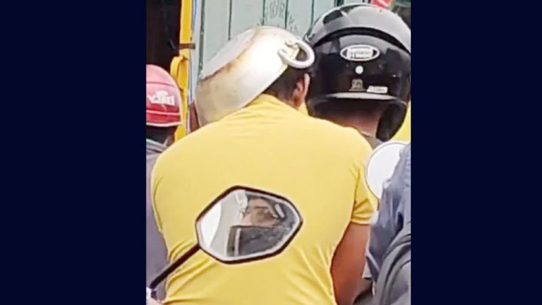 ಬಾಣಲಿ ಹೆಲ್ಮೆಟ್‌ ಸವಾರನಿಗಾಗಿ ಪೊಲೀಸರ ಶೋಧ