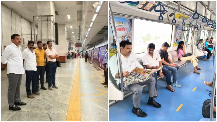 BJP State President B.Y. Vijayendra Travels in Metro